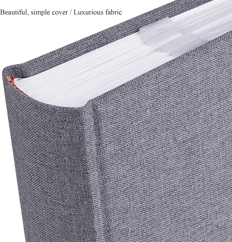 1DOT2 Photo Album with Writing Space 50 Pages 4x6 Photos Hold 200 or 5x7 Pictures Hold 100, Linen Cover Small Photo Book Albums with Memo for Anniversary Wedding Baby (Grey) - Image 3